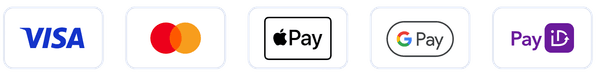 Visa, Mastercard, Apple Pay, Google Pay and PayPal accepted